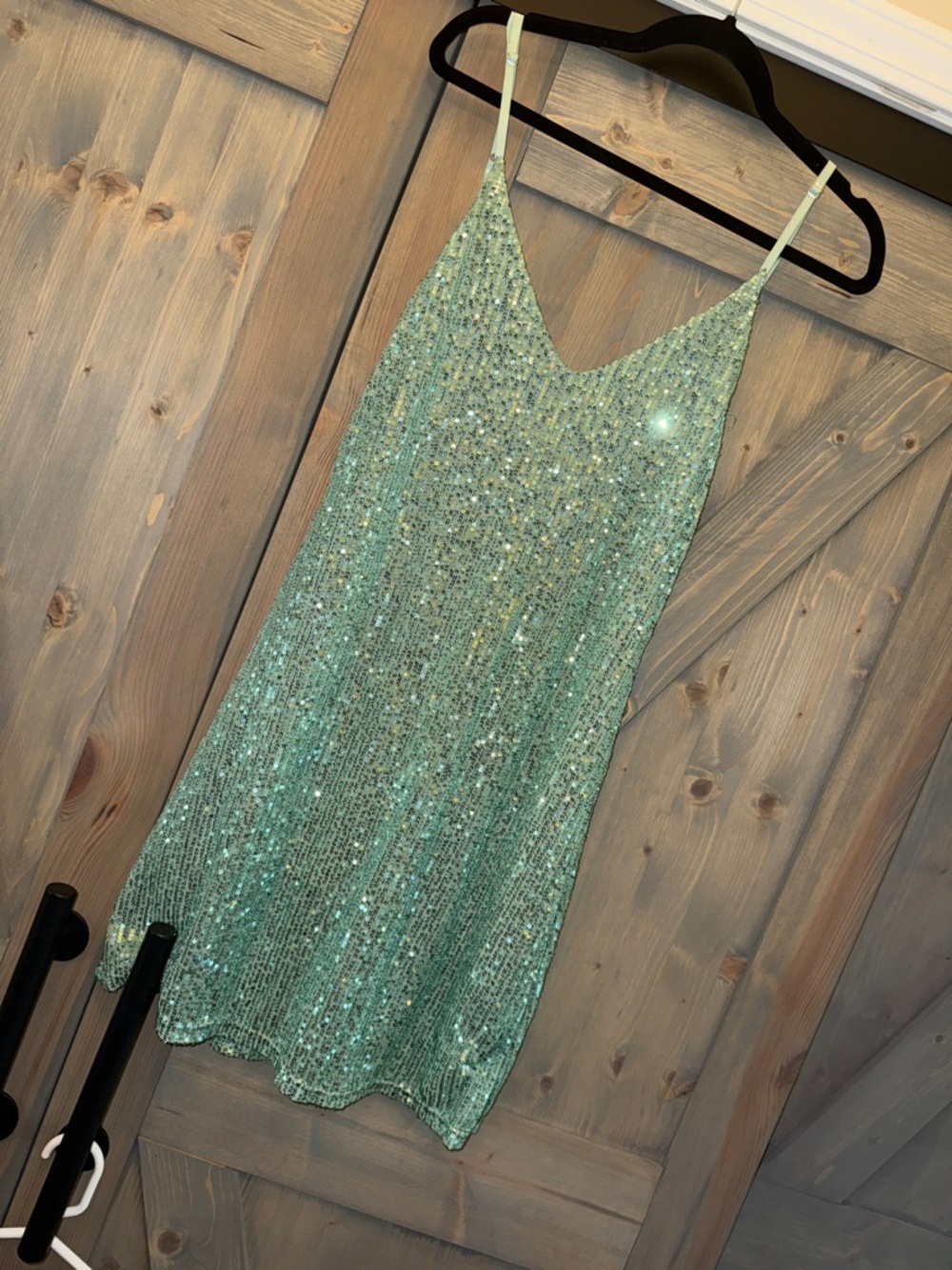 Sequin Slip Dress in Mint Green